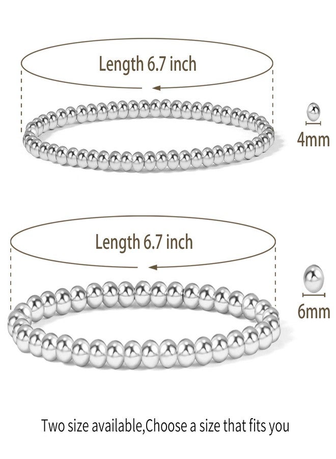 Badu Silver Plated Beaded Bracelets for Women Silver Plated Bracelet Stretchable Adjustable Bracelet - Image 2